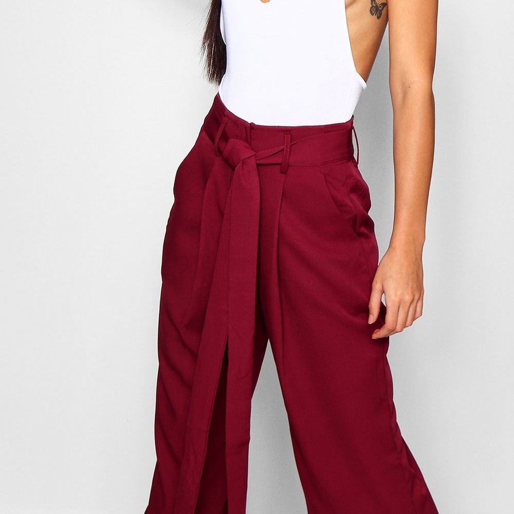 Boohoo Pleated Waist Wide Leg Culottes